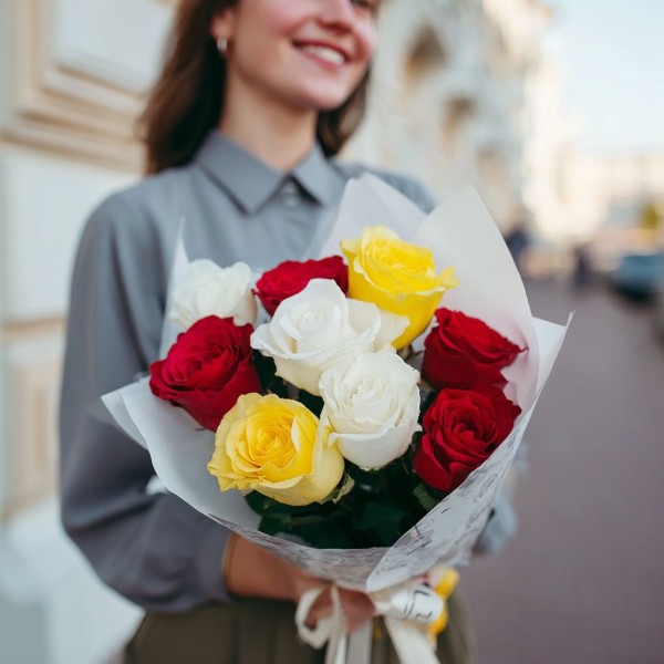 Розы микс 50 см 9 штук